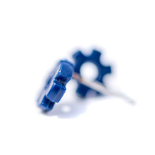 Load image into Gallery viewer, Navy Serrated Daisy Flower Stud Earrings