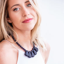 Load image into Gallery viewer, Black Art Deco Frosted Lucite Collar Necklace