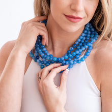 Load image into Gallery viewer, Denim Blue Marbled Lucite Beaded Sylvie Statement Necklace