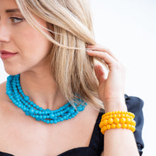 Load image into Gallery viewer, Golden Yellow Marbled Stack &amp; Stretch Bracelets Set
