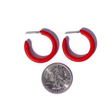 Load image into Gallery viewer, Red Matte Mini Classic Hoop Earrings