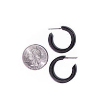 Load image into Gallery viewer, Black Lucite Mini Thread Hoop Earrings