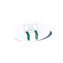 Load image into Gallery viewer, Forest Green Moonglow Squiggle Arrow Stud Earrings