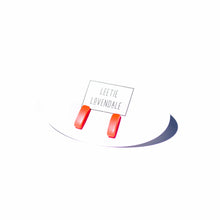 Load image into Gallery viewer, Neon Orange Moonglow Rectangle Stud Earrings