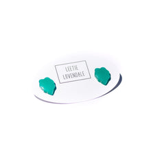 Load image into Gallery viewer, Teal Green Moonglow Leaf Stud Earrings