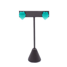 Load image into Gallery viewer, Teal Green Moonglow Leaf Stud Earrings