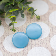 Load image into Gallery viewer, Cornflower Blue Moonglow Beveled Disc Stud Earrings