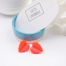 Load image into Gallery viewer, Bright Orange Moonglow Jagged Leaf Stud Earrings