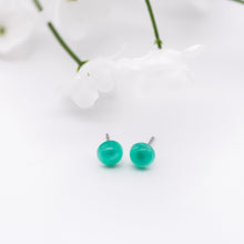 Load image into Gallery viewer, Green Moonglow Minimalist Retro Button Stud Earrings