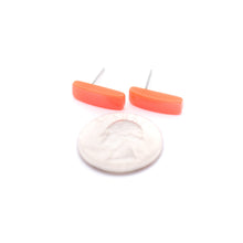 Load image into Gallery viewer, Neon Orange Moonglow Rectangle Stud Earrings