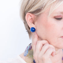 Load image into Gallery viewer, Aqua Blue Moonglow Retro Button Stud Earrings