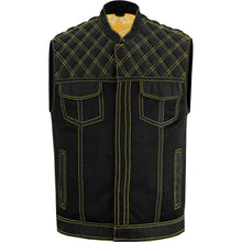 Load image into Gallery viewer, Nitro Rush Men's Black Mesh Textile Vest with Yellow Diamond Stitch