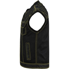 Load image into Gallery viewer, Nitro Rush Men's Black Mesh Textile Vest with Yellow Diamond Stitch
