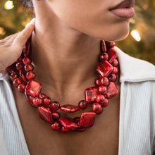Load image into Gallery viewer, Deep Red with Diamonds Aura Glow Beaded Morgan Necklace