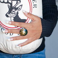 Load image into Gallery viewer, Emerald &amp; Gold Marbled Lucite Silver Cocktail Ring