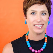 Load image into Gallery viewer, Violet &amp; Aqua Gems Lucite Stretch Bauble Necklace -Shortie