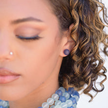 Load image into Gallery viewer, Denim Blue Frosted Lucite Ball Stud Earrings