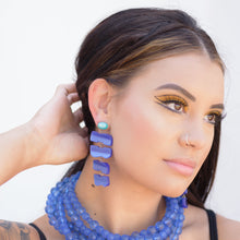 Load image into Gallery viewer, Copper &amp; Ecru Buckle Stack Moonglow Statement Earrings