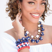Load image into Gallery viewer, Navy Blue &amp; Gold Superstar Beaded Amelia Necklace