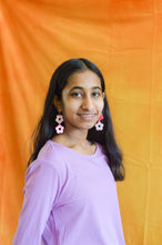 Load image into Gallery viewer, Pink/Orange Retro Flower Earrings