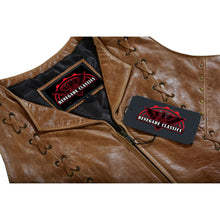 Load image into Gallery viewer, Women's Brown Zippered Vest with Lacing Details