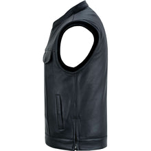Load image into Gallery viewer, Highway Jack Men's Black Leather Motorcycle Vest Scoop Neck &amp; Snap-Closure Pockets
