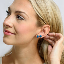 Load image into Gallery viewer, Green &amp; Blue Stripe Cane Slice Stud Earrings