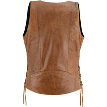 Load image into Gallery viewer, Women's Brown Zippered Vest with Lacing Details