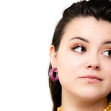 Load image into Gallery viewer, Violet Purple Marbled Parker Hoop Earrings