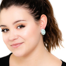 Load image into Gallery viewer, Turquoise Metallic Glitter Nugget Oval Button Studs