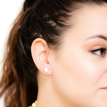 Load image into Gallery viewer, Cream Marbled Small Oval Stud Lucite Earrings
