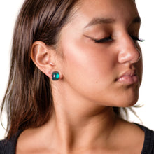 Load image into Gallery viewer, Emerald Green Foil Rectangle Stud Earrings