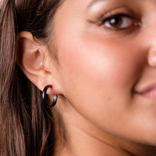 Load image into Gallery viewer, Dark Gray Skinny Perfect Hoop Earrings