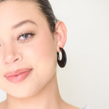 Load image into Gallery viewer, Brown Mod Go Go Lucite Hoop Earrings