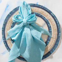 Load image into Gallery viewer, Bow linen napkin, aqua, set of two