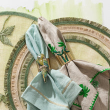 Load image into Gallery viewer, Palm tree embroidered dinner napkins, flax, set of two