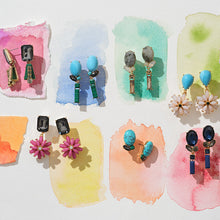 Load image into Gallery viewer, Rosebud button earrings, turquoise