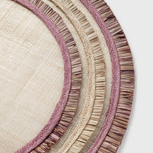 Load image into Gallery viewer, Ruffle edge straw placemats, lilac, set of four