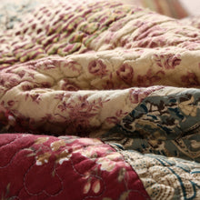 Load image into Gallery viewer, Tache Fairy Tale Tea Party Beige Burgundy Paisley Floral Cotton Patchwork Quilt Set (DXJ103443)