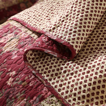 Load image into Gallery viewer, Tache Fairy Tale Tea Party Beige Burgundy Paisley Floral Cotton Patchwork Quilt Set (DXJ103443)