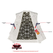 Load image into Gallery viewer, Men's Black Mesh Textile Vest with White Paisley Liner