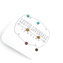 Load image into Gallery viewer, Teal &amp; Terracotta Coral Tiny Stud Earrings Set