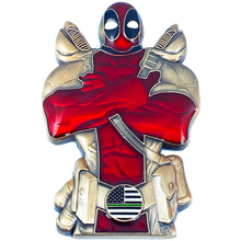 Load image into Gallery viewer, DL7-11 for Deadpool inspired thin green line American Flag Police Challenge Coin Military Army Marines Border Patrol