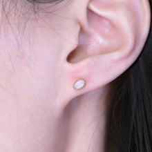 Load image into Gallery viewer, Delicate Oval Shaped Opal Stud Earrings 18K Yellow Gold