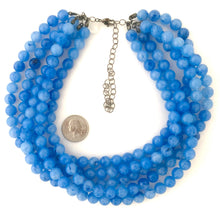 Load image into Gallery viewer, Denim Blue Marbled Lucite Beaded Sylvie Statement Necklace