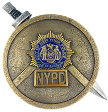 Load image into Gallery viewer, BL4-008 NYPD New York City Police Department Detective Shield with removable Sword Challenge Coin Set