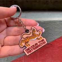 Load image into Gallery viewer, Devour the Patriarchy🩸 🐅 Feminist Enamel Keychain
