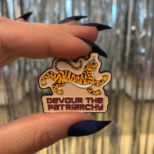 Load image into Gallery viewer, Devour the Patriarchy Feminist Tiger Enamel Pin, Lapel Pin