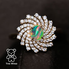 Load image into Gallery viewer, La Galaxia - Vivid Mexican Fire Opal &amp; Diamond Engagement Wedding Ring 18K Yellow Gold
