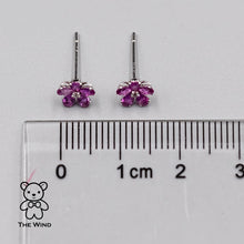 Load image into Gallery viewer, Pink Sapphire Diamond Sakura Cherry Blossom Flower Stud Earrings 14K Rose Gold